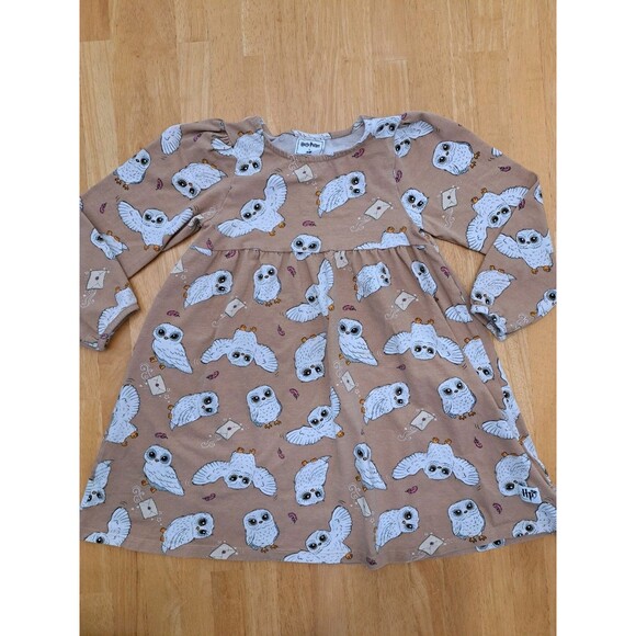 H&M HARRY POTTER Dress Fit and Flare HEDWIG OWL Size 6-7 Kids Cute - Picture 1 of 11